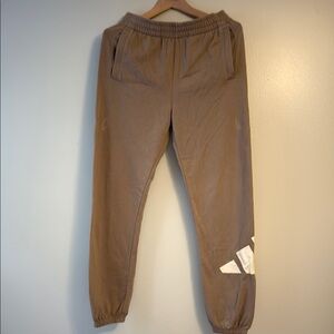 Adidas Tan Sweatpants with Elastic Cuffs and Drawstring Waistband